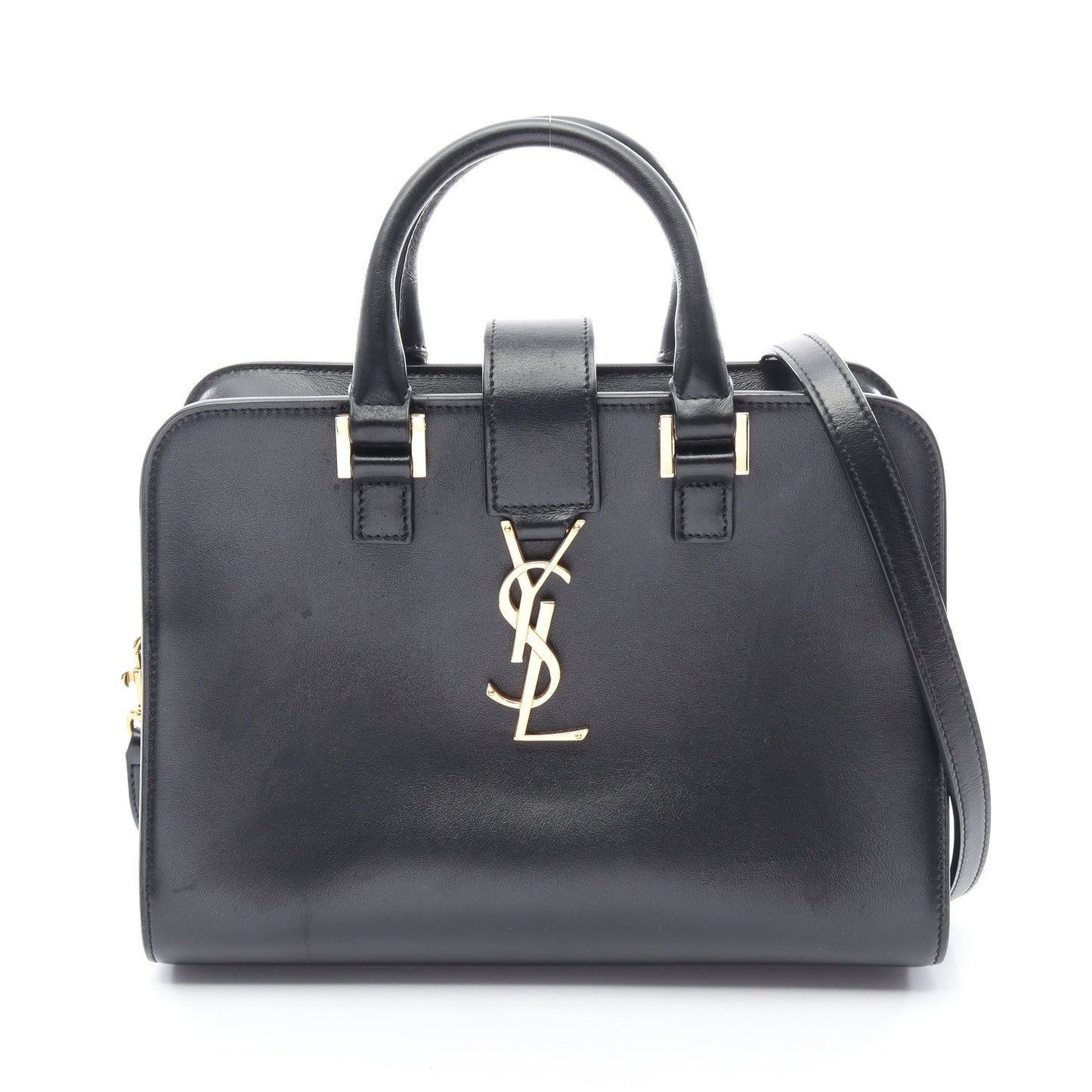 YSLライン ベイビー モノグラム カバス 2WAY ハンドバッグ レザー ブラック サンローランパリ