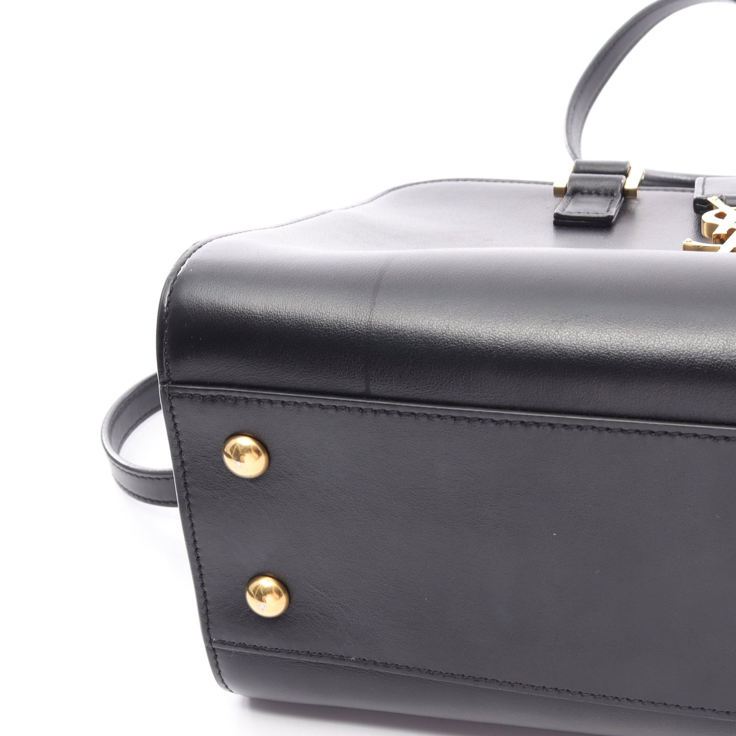 YSLライン ベイビー モノグラム カバス 2WAY ハンドバッグ レザー ブラック サンローランパリ