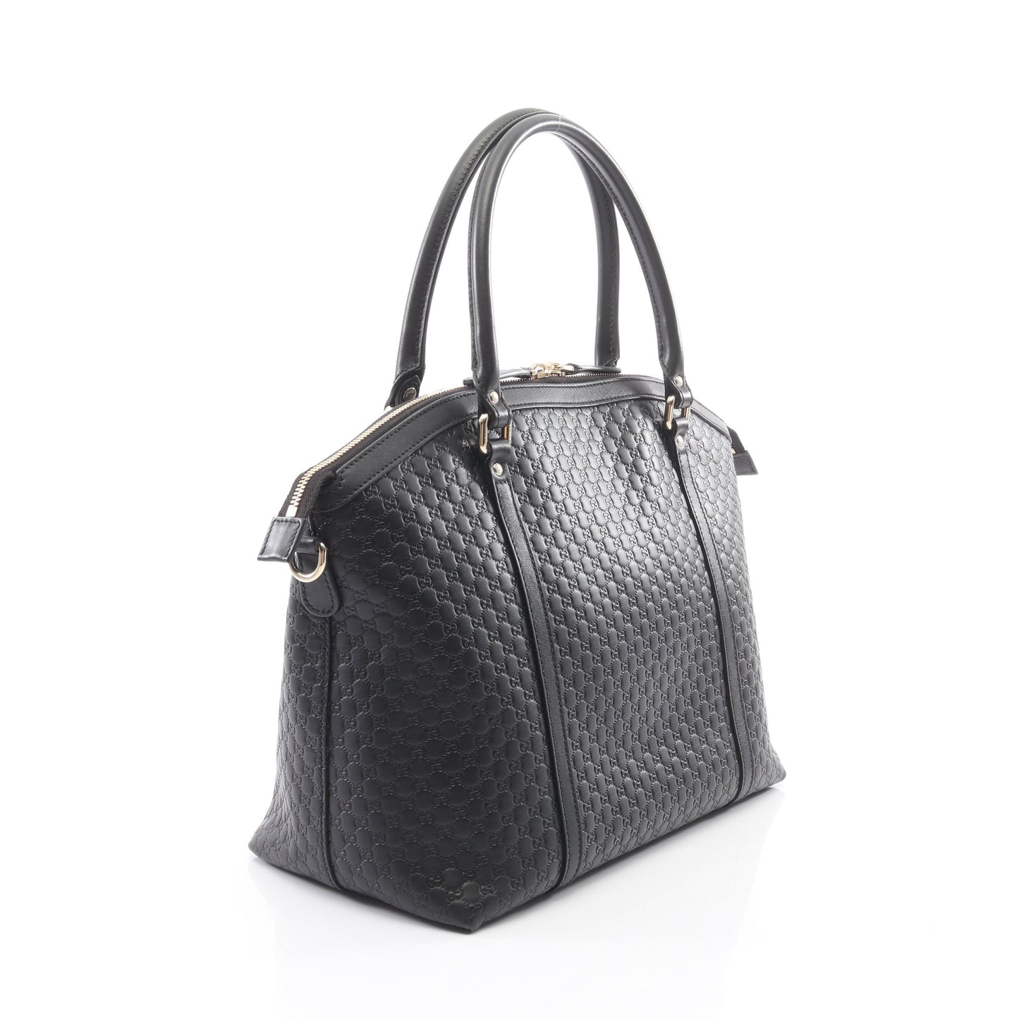 マイクログッチシマ 2WAY ハンドバッグ トートバッグ レザー ブラック グッチ バッグ GUCCI
