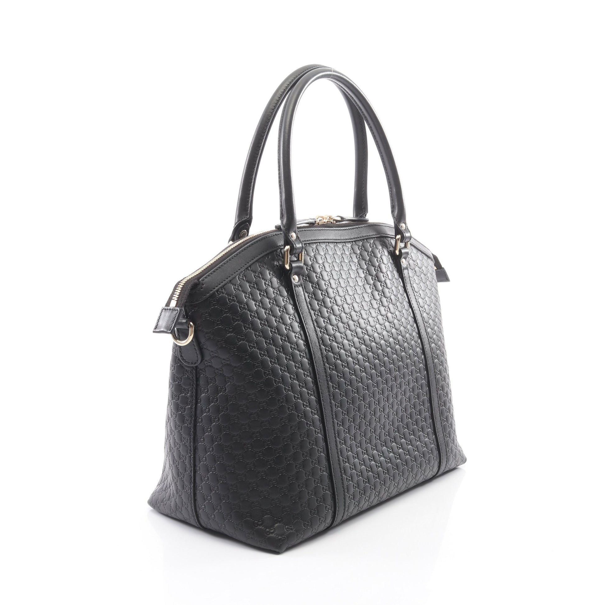 マイクログッチシマ 2WAY ハンドバッグ トートバッグ レザー ブラック グッチ バッグ GUCCI