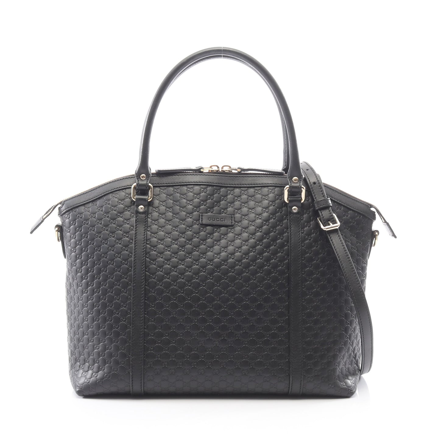 マイクログッチシマ 2WAY ハンドバッグ トートバッグ レザー ブラック グッチ バッグ GUCCI