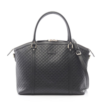 マイクログッチシマ 2WAY ハンドバッグ トートバッグ レザー ブラック グッチ バッグ GUCCI