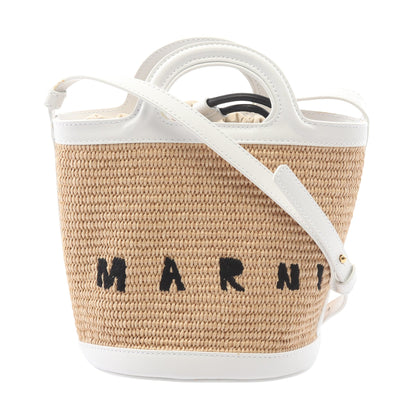 TROPICALIA BASKET BAG SMALL 2WAY かごバッグ ショルダーバッグ コットン ナイロン レザー ベージュ ホワイト マルニ
