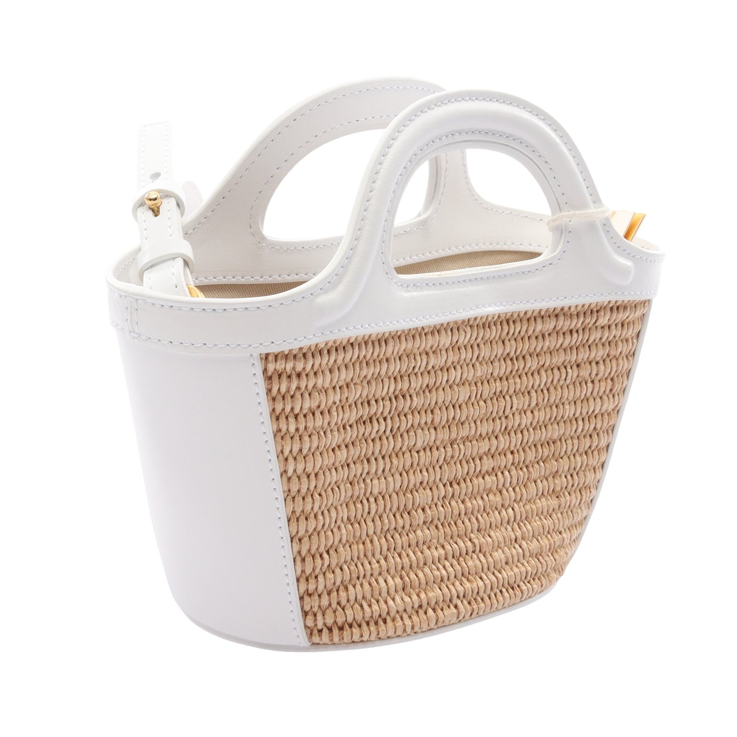TROPICALIA BAG MICRO 2WAY ハンドバッグ ラフィア レザー ベージュ ホワイト マルニ
