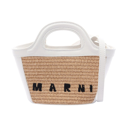 TROPICALIA BAG MICRO 2WAY ハンドバッグ ラフィア レザー ベージュ ホワイト マルニ