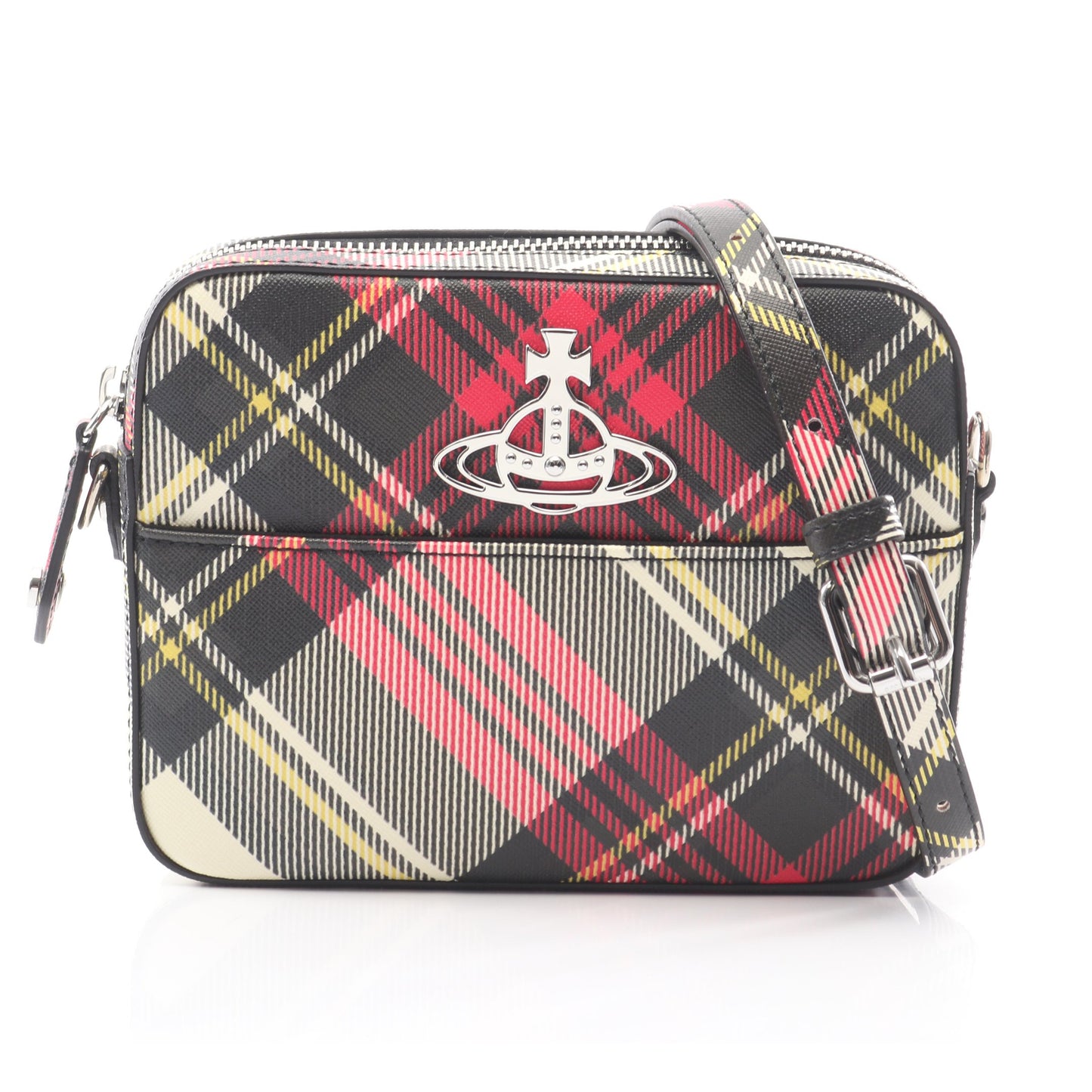 CAMERA BAG BIOGREEN SAFFIANO PRINTED 3 オーブ ショルダーバッグ フェイクレザー ブラック マルチカラー ヴィヴィアンウエストウッド