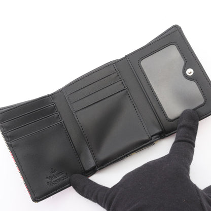 SMALL FRAME WALLET BIOGREEN SAFFIANO PRINTED 3 オーブ 三つ折り財布 フェイクレザー ブラック マルチカラー ヴィヴィアンウエストウッド