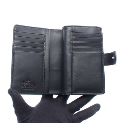 ZIP CARD WALLET オーブ 二つ折り財布 サフィアーノレザー ブラック ヴィヴィアンウエストウッド