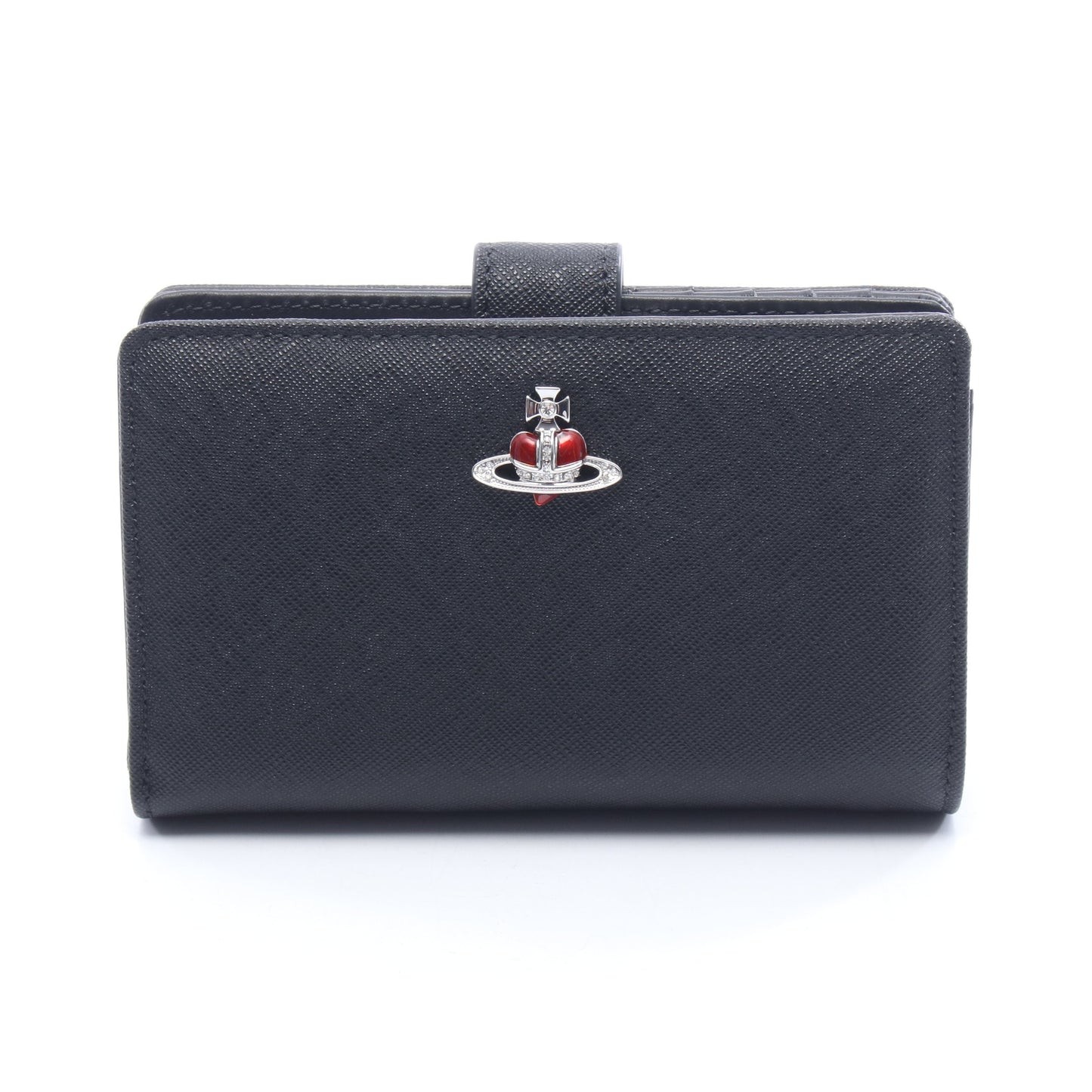 ZIP CARD WALLET オーブ 二つ折り財布 サフィアーノレザー ブラック ヴィヴィアンウエストウッド
