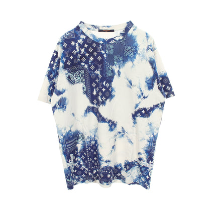 モノグラムバンダナプリント クルーネック 半袖Tシャツ コットン ホワイト ブルー ルイヴィトン