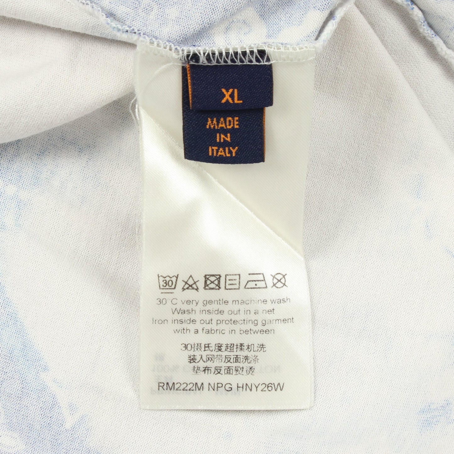 モノグラムバンダナプリント クルーネック 半袖Tシャツ コットン ホワイト ブルー ルイヴィトン