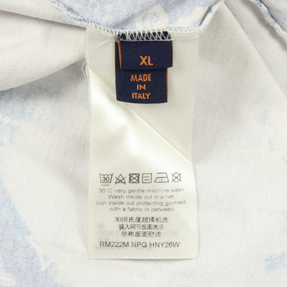 モノグラムバンダナプリント クルーネック 半袖Tシャツ コットン ホワイト ブルー ルイヴィトン