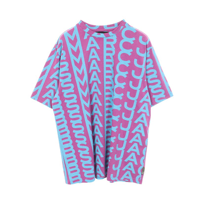 Monogram Big T-Shirt ロゴ総柄 クルーネック 半袖Tシャツ コットン パープル ブルー マークジェイコブス トップス MARC JACOBS