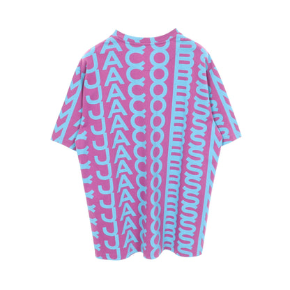 Monogram Big T-Shirt ロゴ総柄 クルーネック 半袖Tシャツ コットン パープル ブルー マークジェイコブス トップス MARC JACOBS