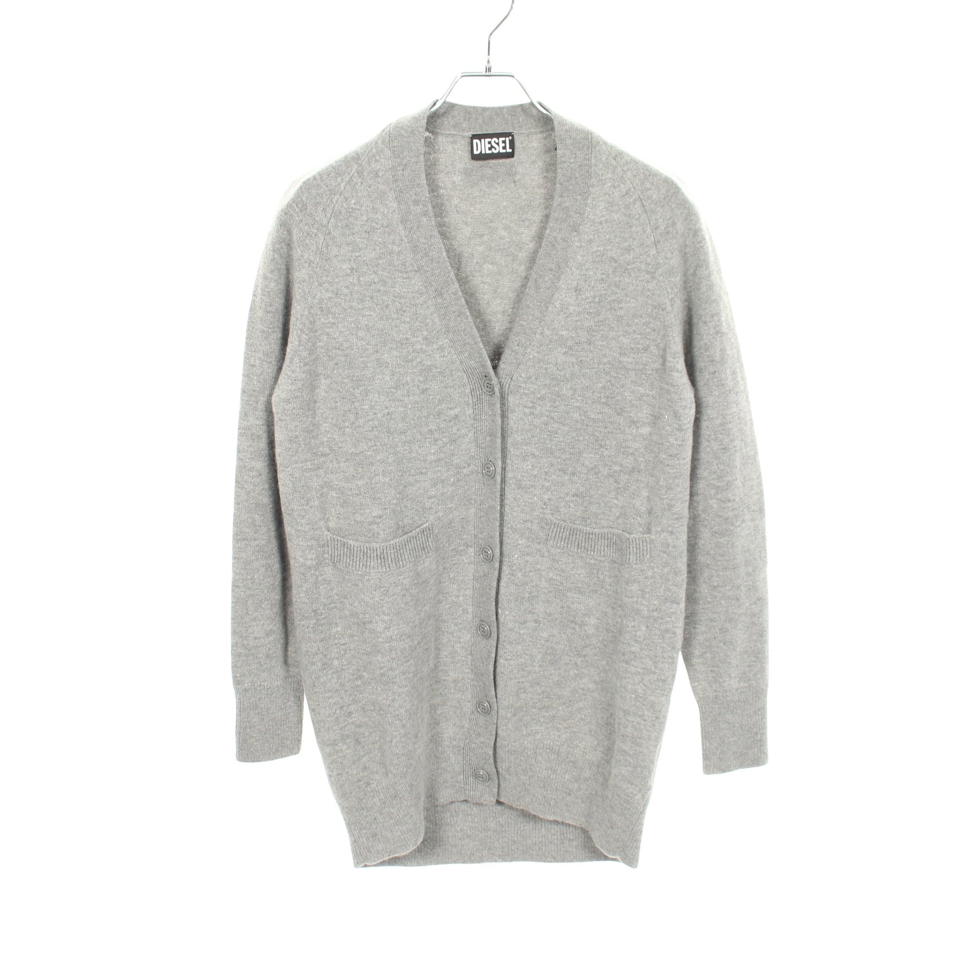 M-CLEO-NOZIP ロング カーディガン ウール グレー ディーゼル トップス DIESEL