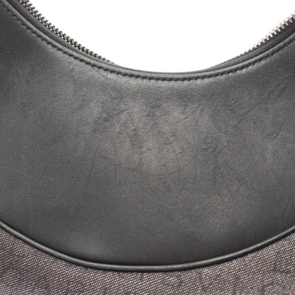 アスコット ロゴマニア ショルダーバッグ キャンバス レザー ブラック ブルガリ
