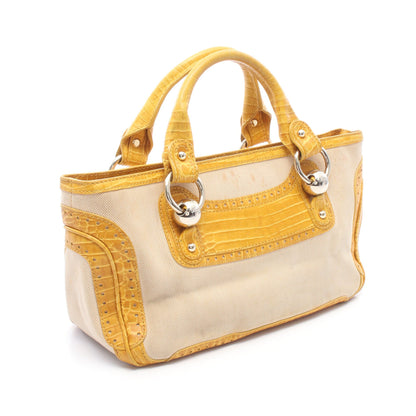 ブギーバッグ クロコ型押し ハンドバッグ キャンバス レザー ベージュ イエロー セリーヌ バッグ CELINE