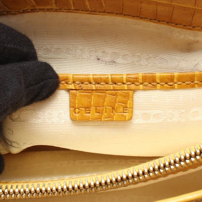 ブギーバッグ クロコ型押し ハンドバッグ キャンバス レザー ベージュ イエロー セリーヌ バッグ CELINE