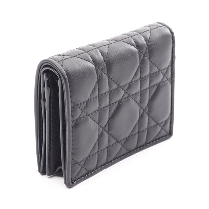Lady Dior Gardenia ウォレット ミニ カナージュ 二つ折り財布 レザー ブラック クリスチャンディオール