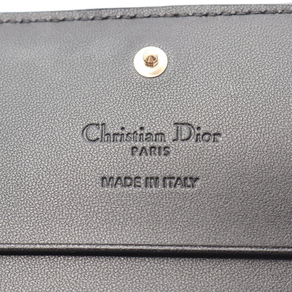 Lady Dior Gardenia ウォレット ミニ カナージュ 二つ折り財布 レザー ブラック クリスチャンディオール