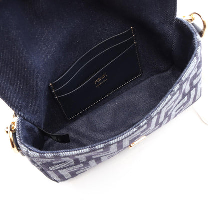 ミニバゲット スモール 2WAY ハンドバッグ デニム レザー ネイビー フェンディ