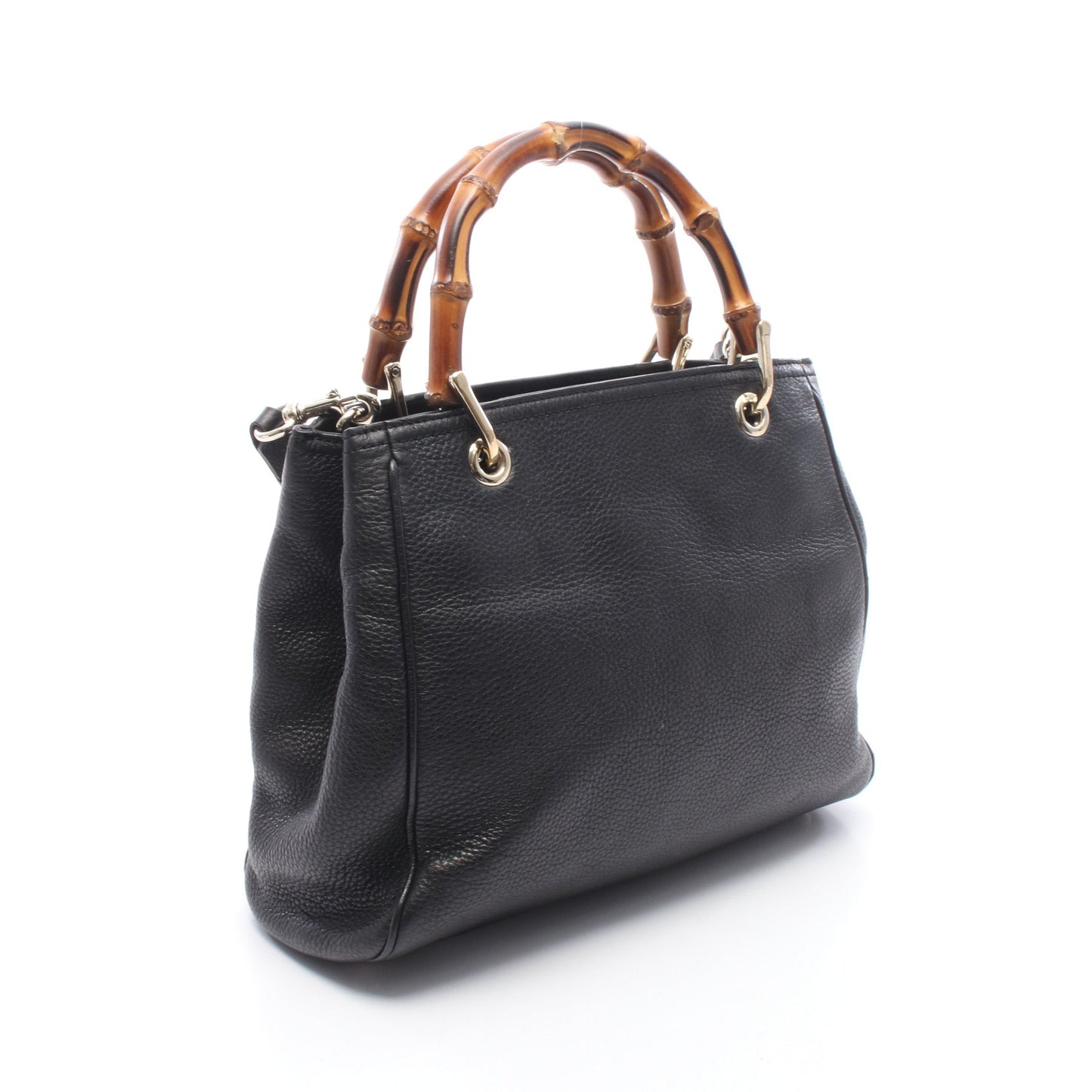 バンブー ショッパー スモール 2WAY ハンドバッグ レザー ブラック グッチ