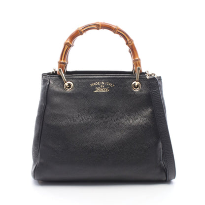バンブー ショッパー スモール 2WAY ハンドバッグ レザー ブラック グッチ