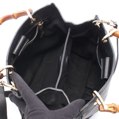 バンブー ショッパー スモール 2WAY ハンドバッグ レザー ブラック グッチ