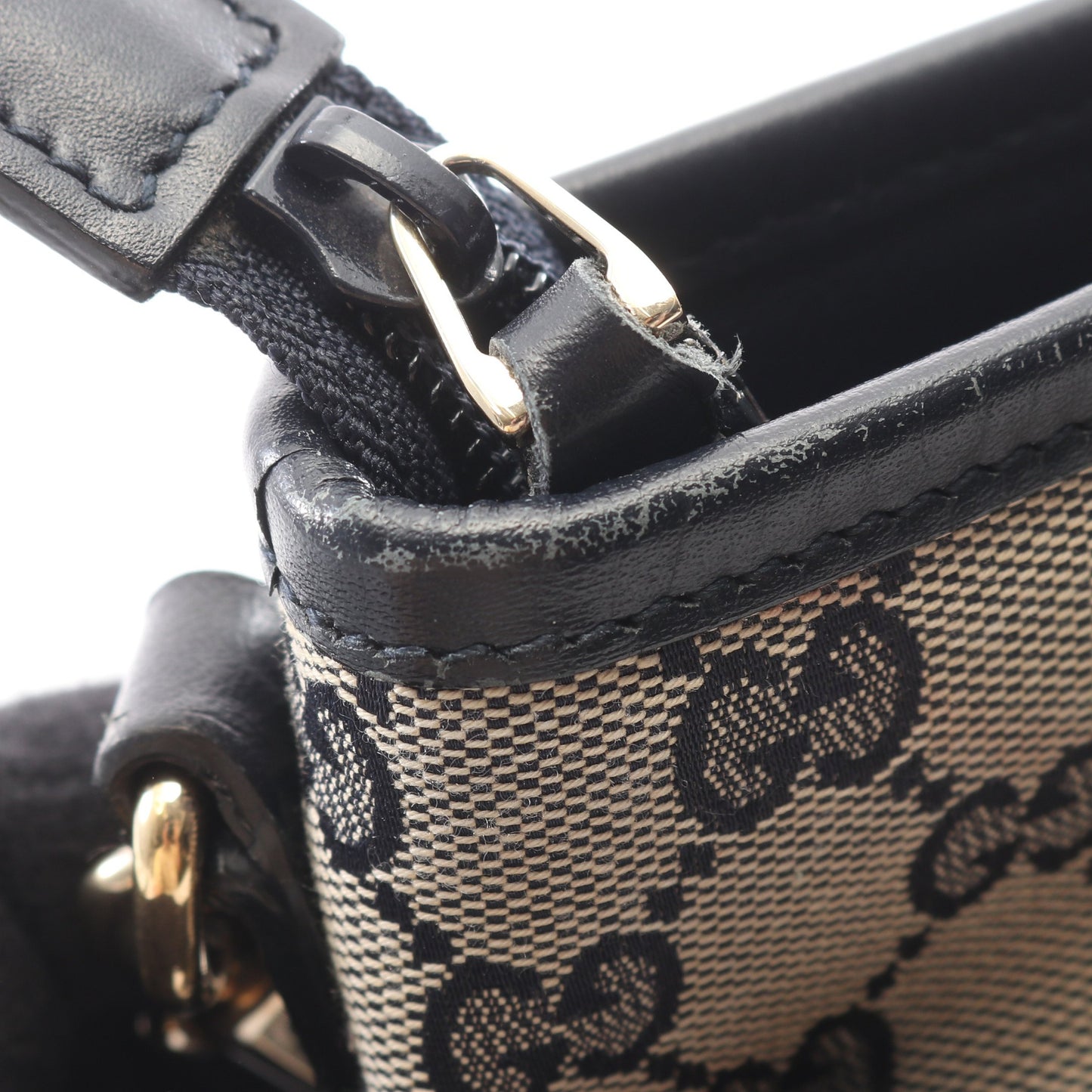 シェリーライン GGキャンバス ショルダーバッグ キャンバス レザー ベージュ ネイビー グッチ バッグ GUCCI