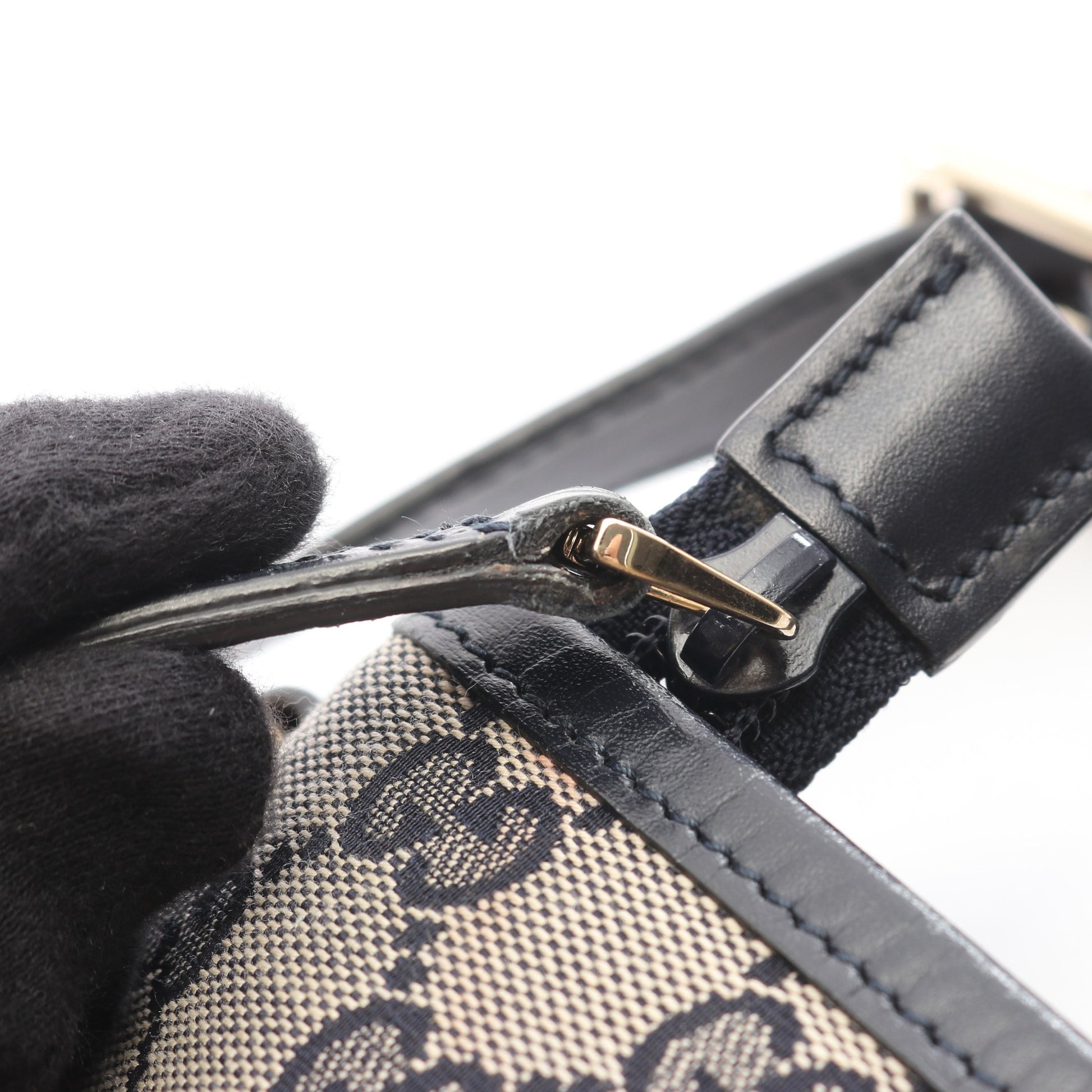 シェリーライン GGキャンバス ショルダーバッグ キャンバス レザー ベージュ ネイビー グッチ バッグ GUCCI