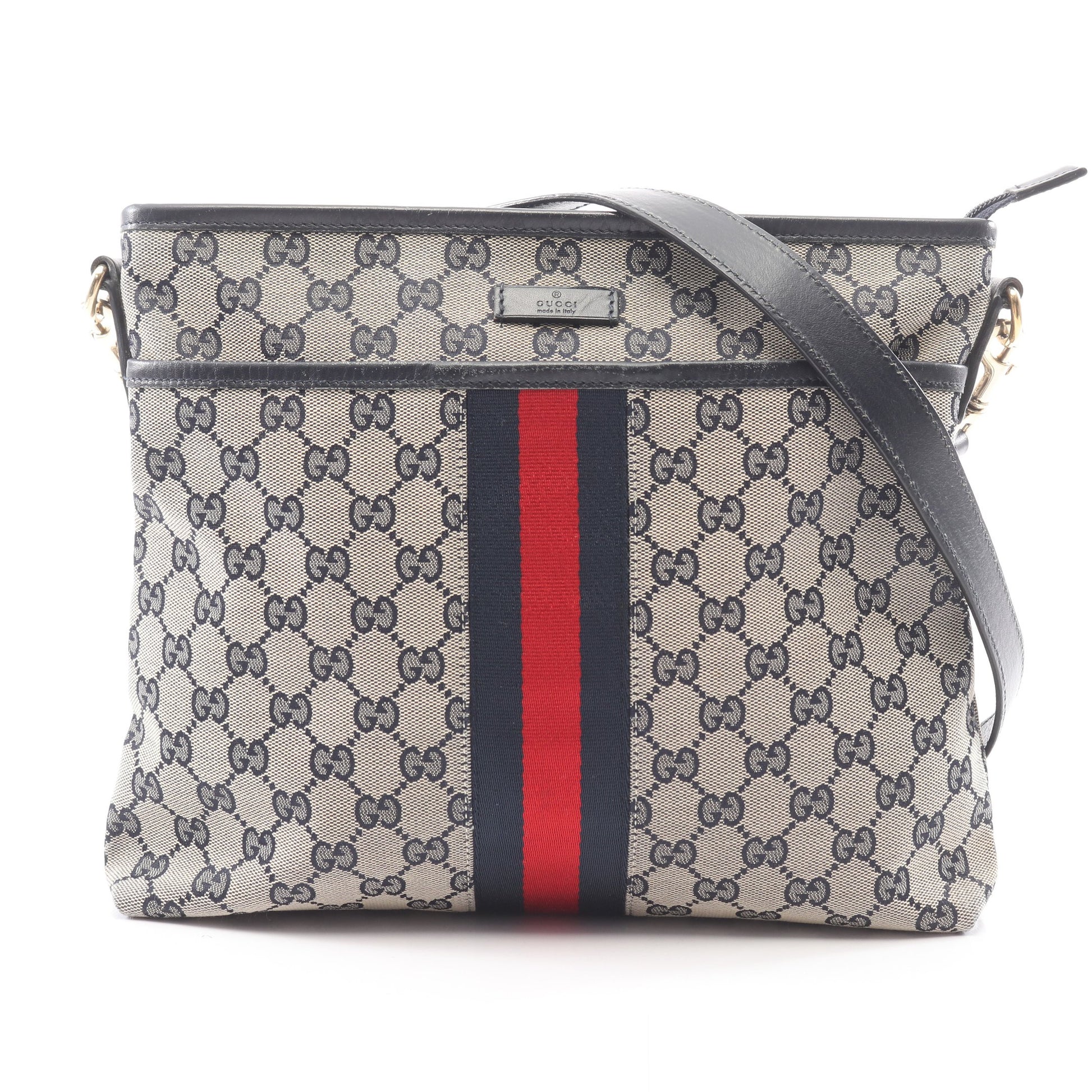 シェリーライン GGキャンバス ショルダーバッグ キャンバス レザー ベージュ ネイビー グッチ バッグ GUCCI