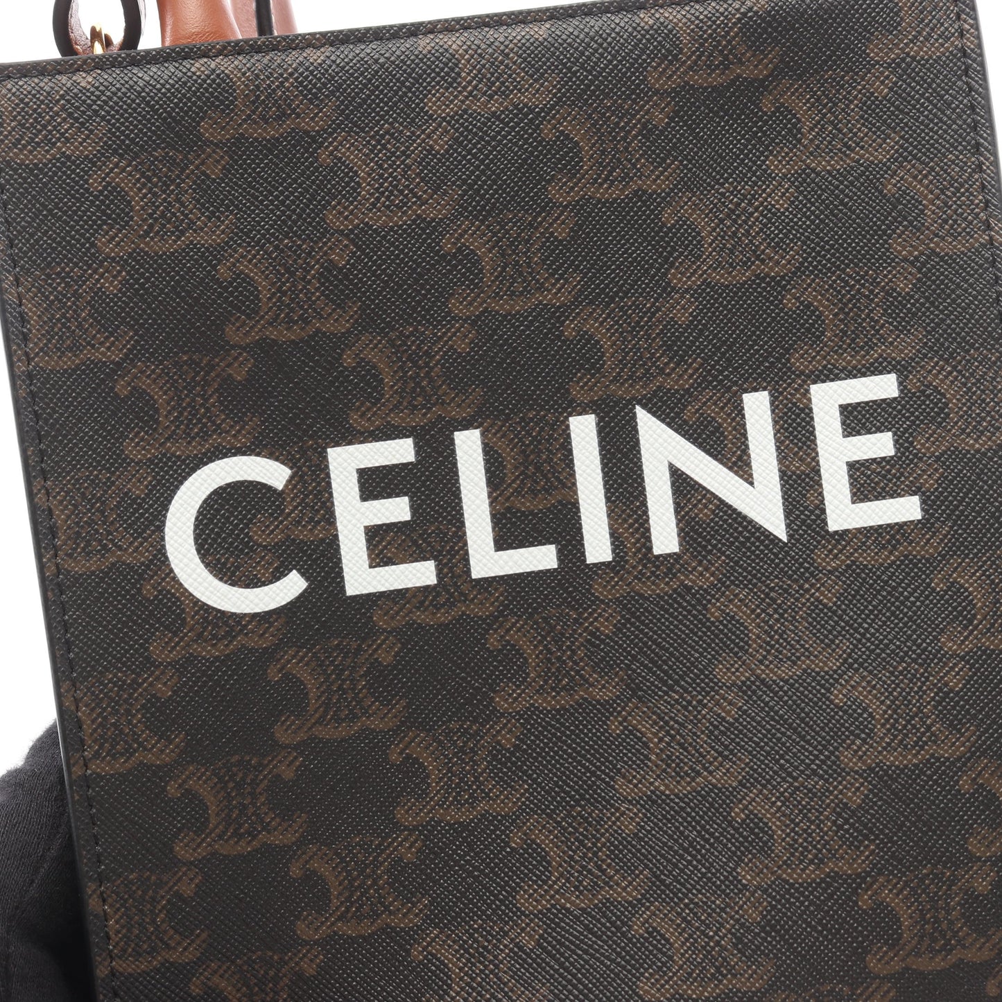 ミニ バーティカル カバ トリオンフ 2WAY ハンドバッグ PVC レザー ブラック ブラウン セリーヌ バッグ CELINE