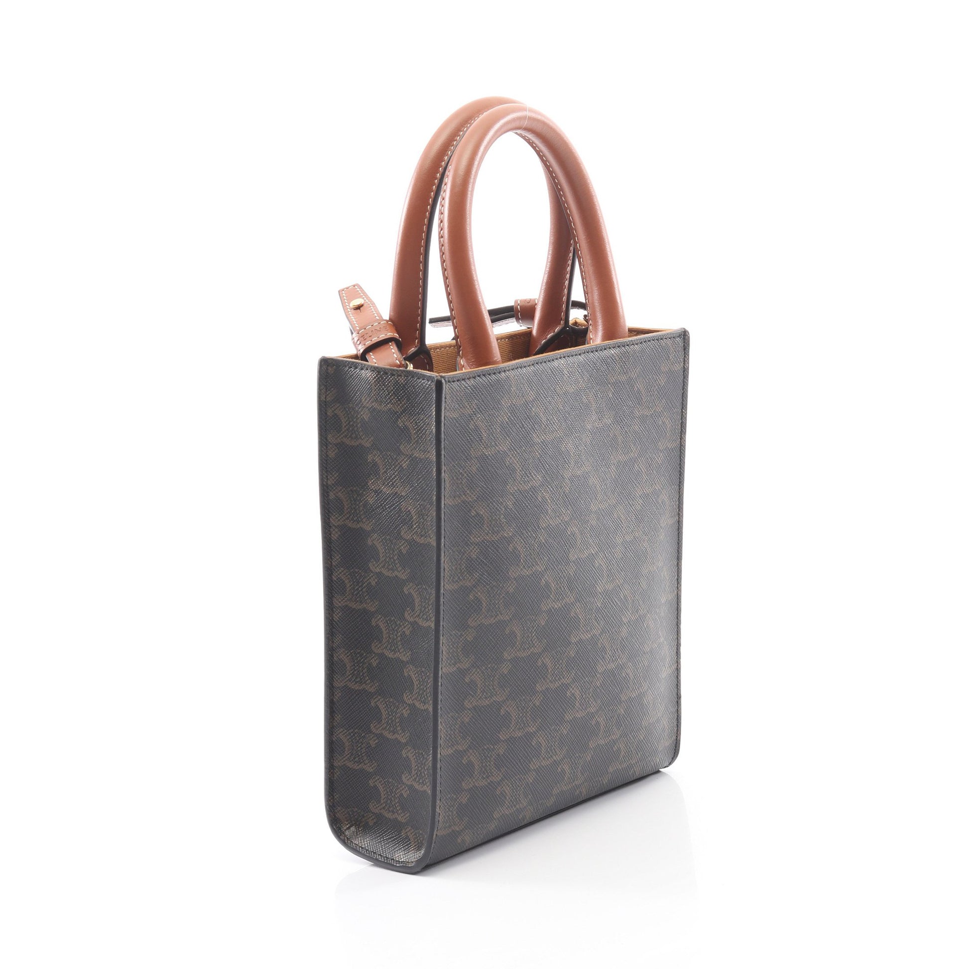 ミニ バーティカル カバ トリオンフ 2WAY ハンドバッグ PVC レザー ブラック ブラウン セリーヌ バッグ CELINE