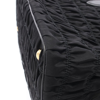 TESSUTO GAUFRE' 2WAY ハンドバッグ トートバッグ ナイロン レザー ブラック プラダ バッグ PRADA