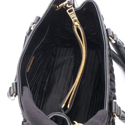 TESSUTO GAUFRE' 2WAY ハンドバッグ トートバッグ ナイロン レザー ブラック プラダ バッグ PRADA
