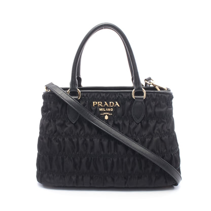 TESSUTO GAUFRE' 2WAY ハンドバッグ トートバッグ ナイロン レザー ブラック プラダ バッグ PRADA