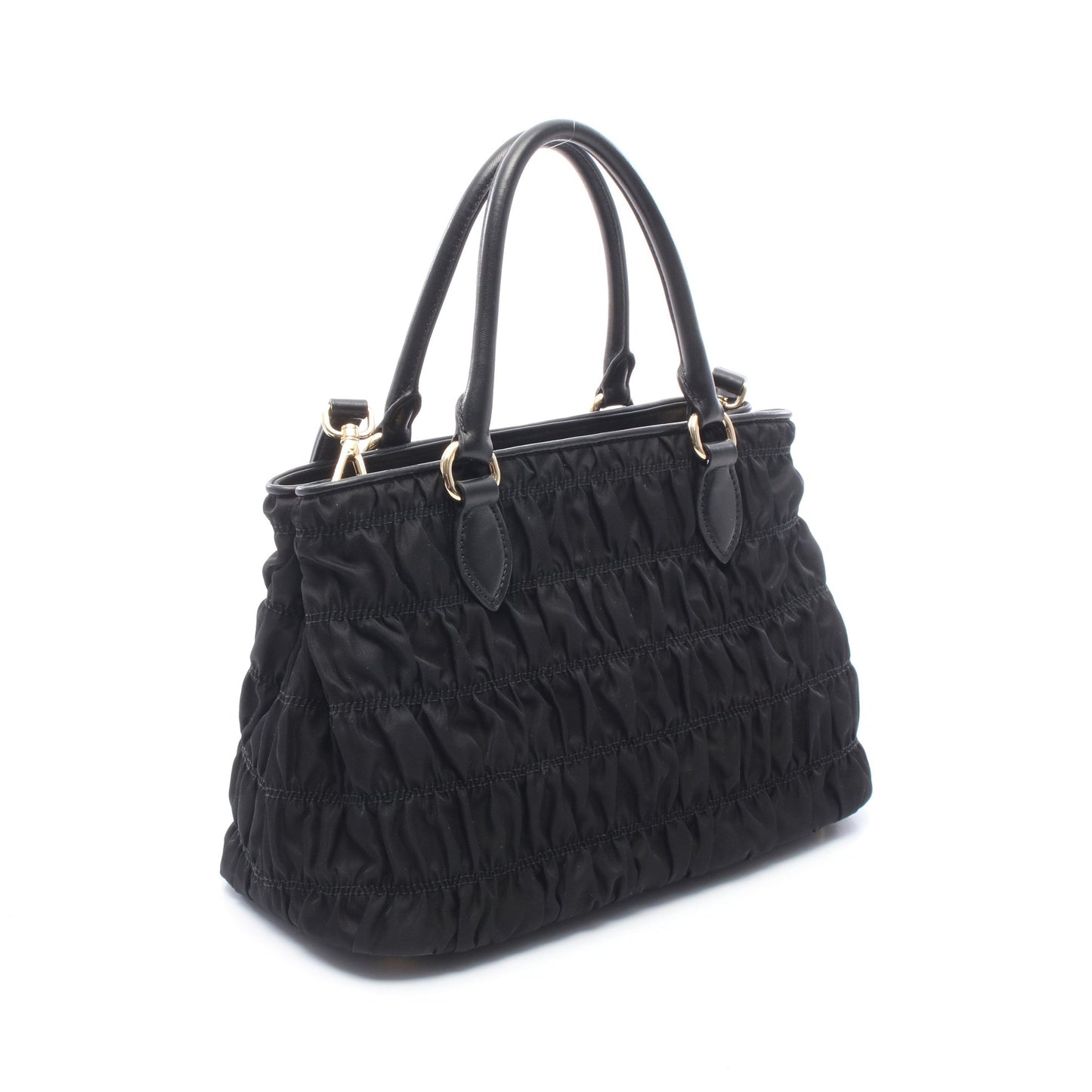 TESSUTO GAUFRE' 2WAY ハンドバッグ トートバッグ ナイロン レザー ブラック プラダ バッグ PRADA