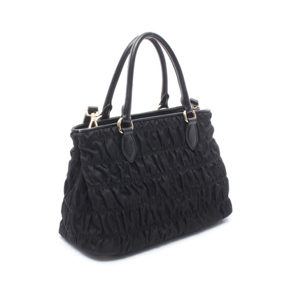 TESSUTO GAUFRE' 2WAY ハンドバッグ トートバッグ ナイロン レザー ブラック プラダ バッグ PRADA