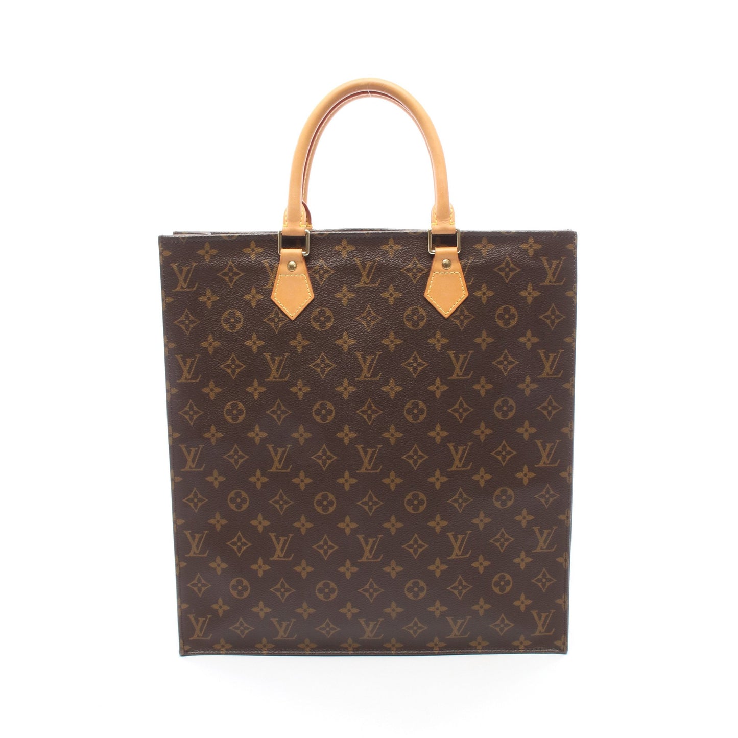 サックプラ モノグラム ハンドバッグ トートバッグ PVC レザー ブラウン ルイヴィトン バッグ LOUIS VUITTON