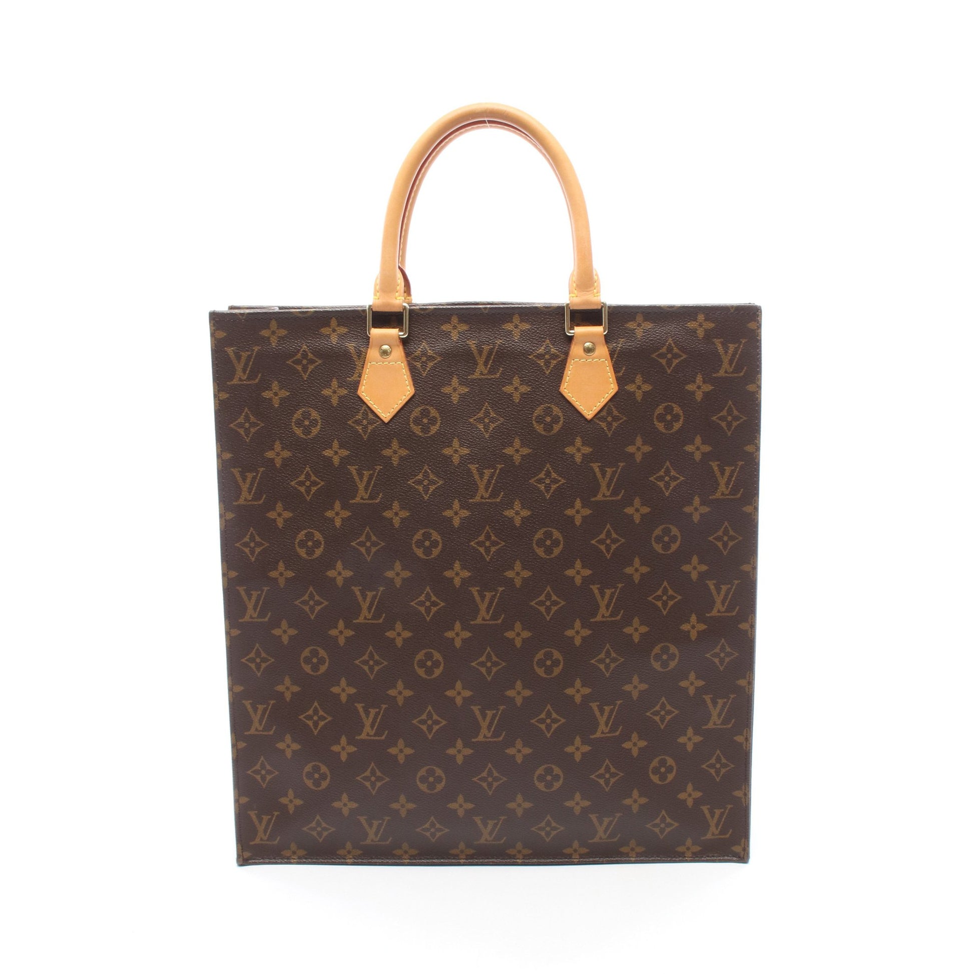 サックプラ モノグラム ハンドバッグ トートバッグ PVC レザー ブラウン ルイヴィトン バッグ LOUIS VUITTON