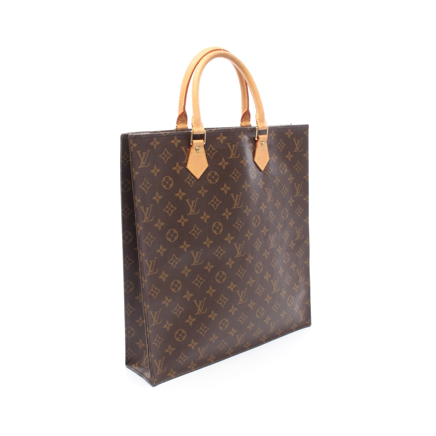 サックプラ モノグラム ハンドバッグ トートバッグ PVC レザー ブラウン ルイヴィトン バッグ LOUIS VUITTON