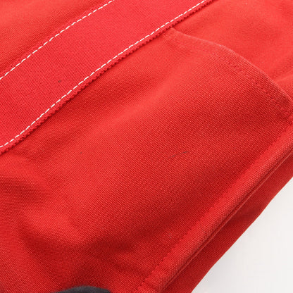 サックドーヴィルMM ハンドバッグ トートバッグ キャンバス レッド シルバー金具 エルメス