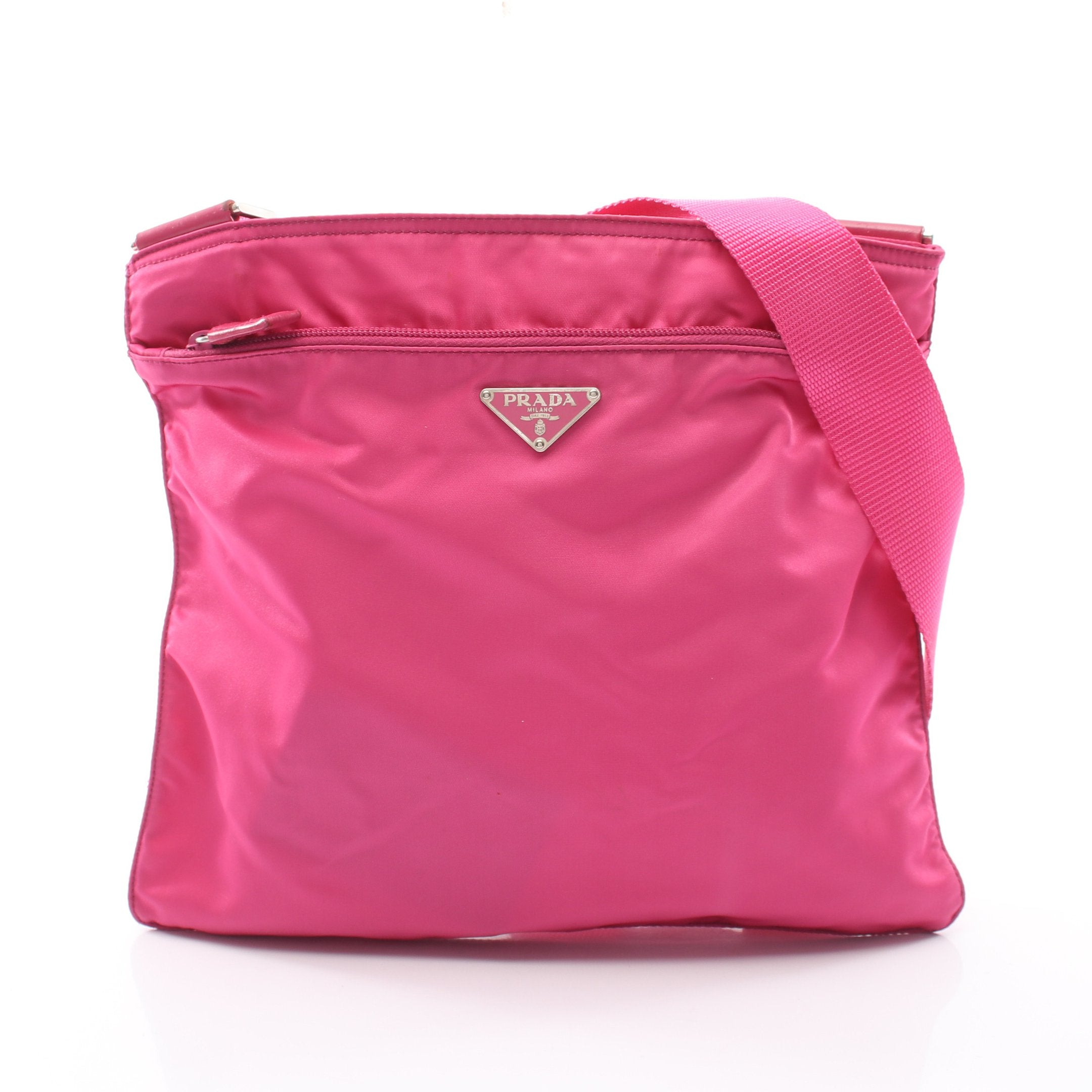 プラダ ピンク ナイロン ショルダーバッグ PRADA レディース 中古