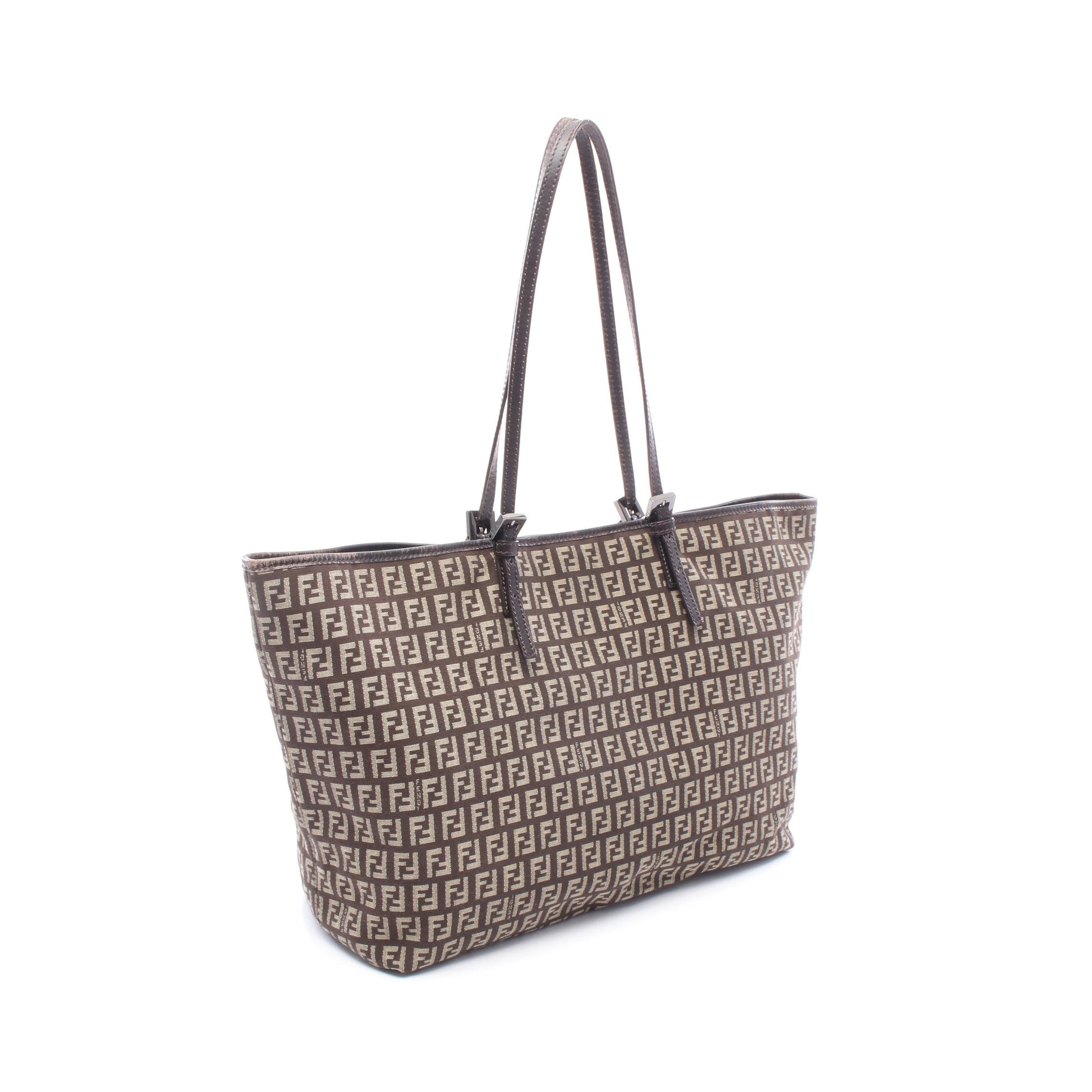 ズッキーノ ショルダーバッグ トートバッグ キャンバス レザー ダークブラウン ベージュ フェンディ バッグ FENDI