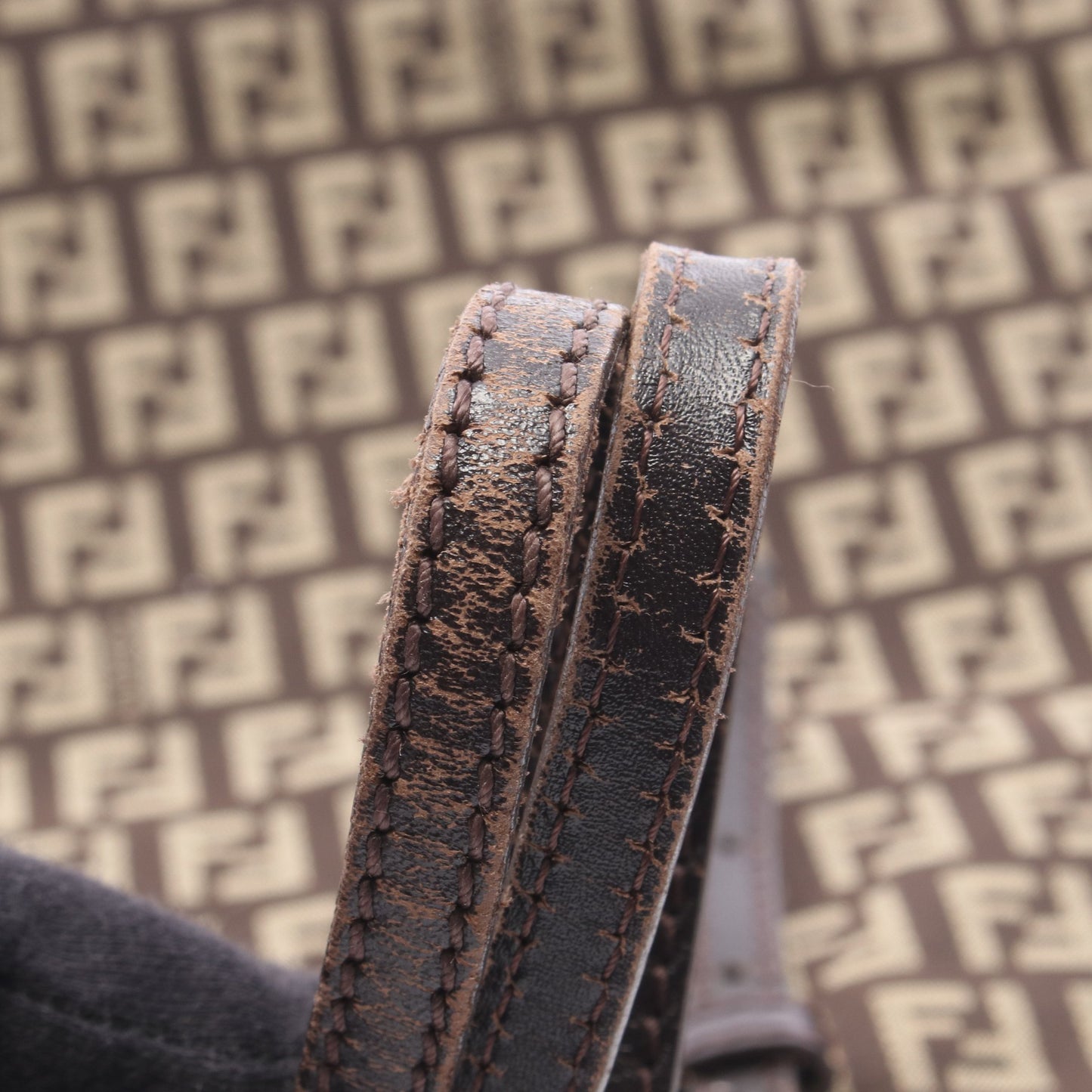 ズッキーノ ショルダーバッグ トートバッグ キャンバス レザー ダークブラウン ベージュ フェンディ バッグ FENDI