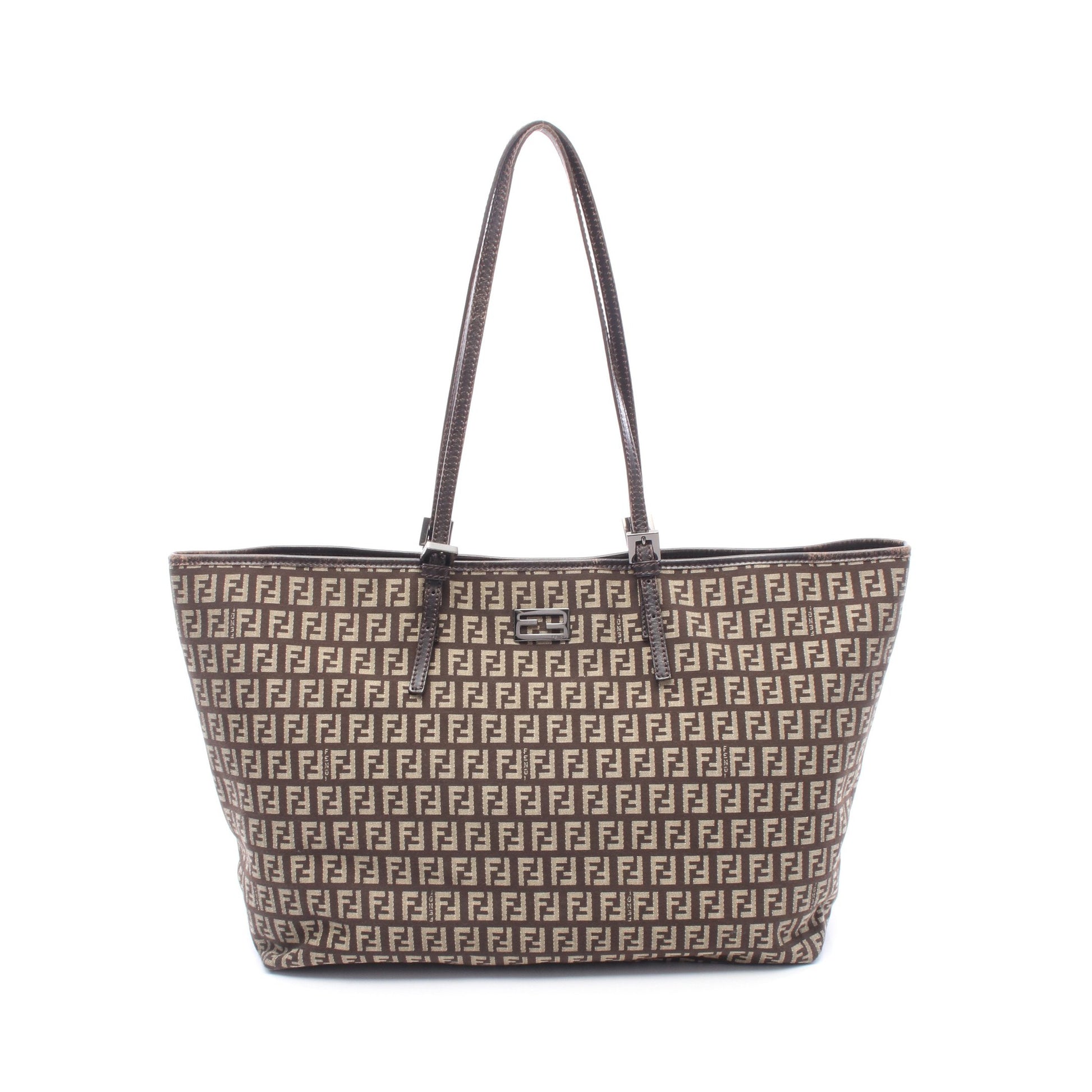 ズッキーノ ショルダーバッグ トートバッグ キャンバス レザー ダークブラウン ベージュ フェンディ バッグ FENDI