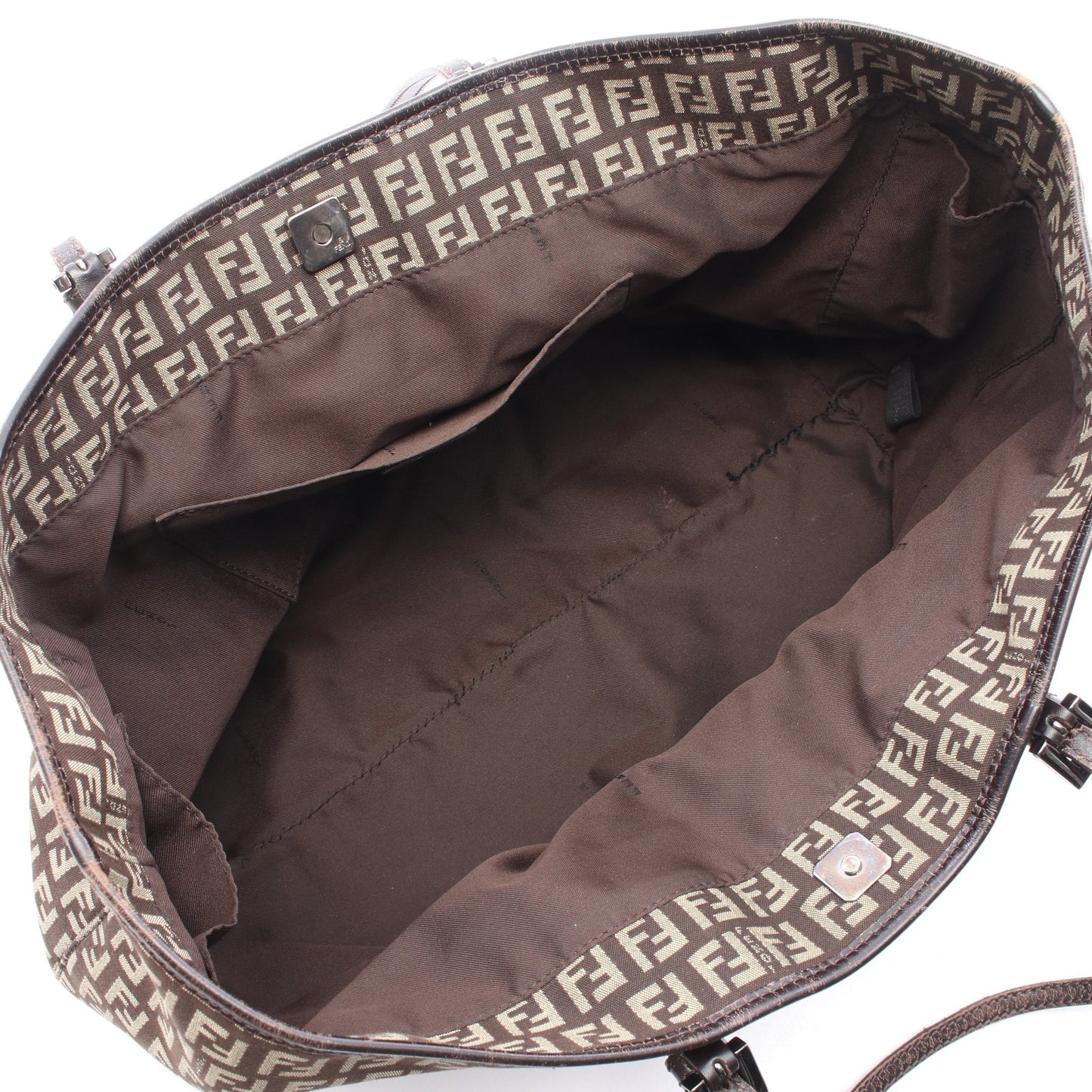 ズッキーノ ショルダーバッグ トートバッグ キャンバス レザー ダークブラウン ベージュ フェンディ バッグ FENDI