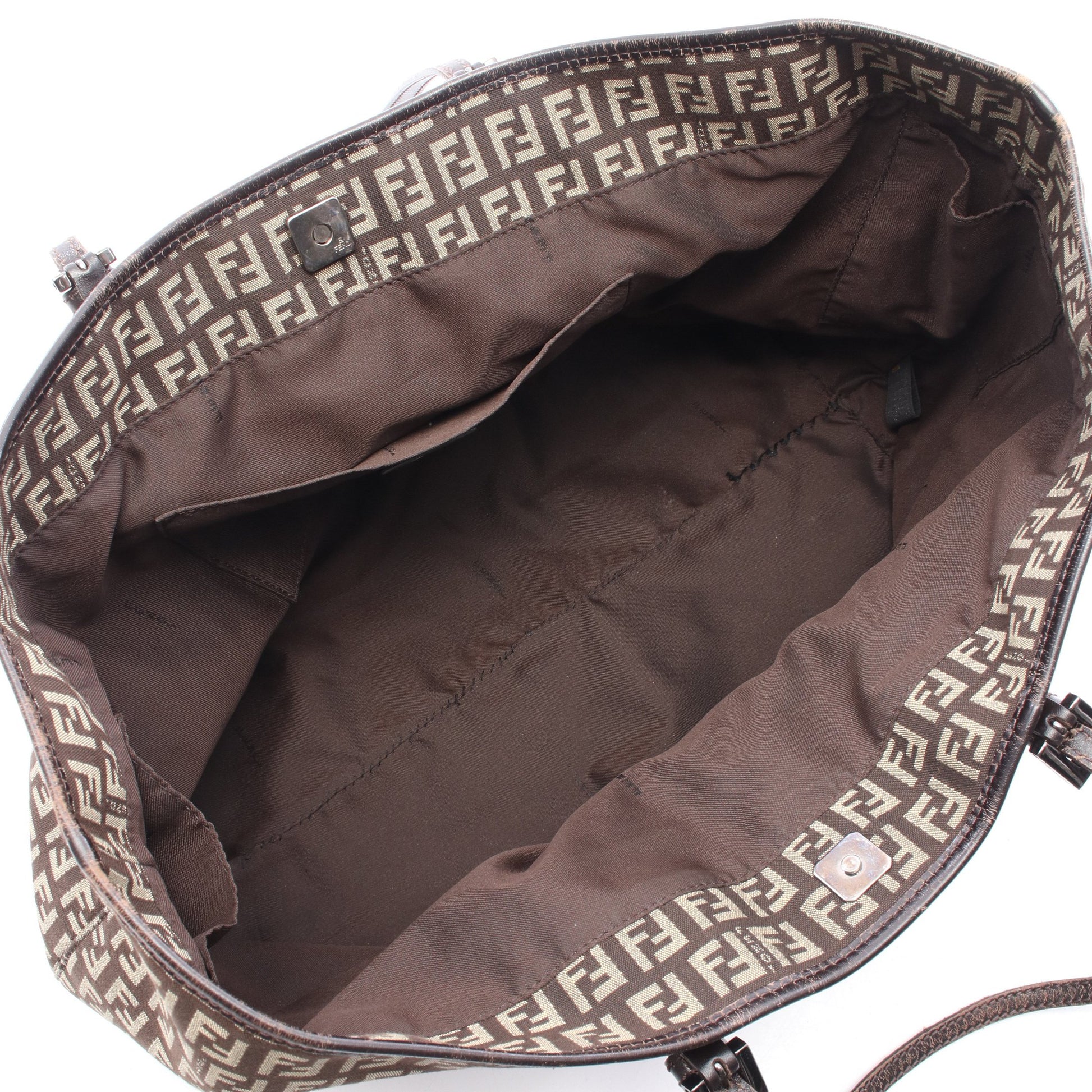 ズッキーノ ショルダーバッグ トートバッグ キャンバス レザー ダークブラウン ベージュ フェンディ バッグ FENDI