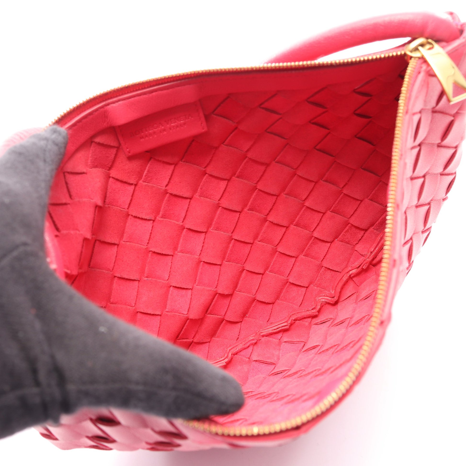 イントレチャート スモール ターンポーチ ハンドバッグ レザー ピンク ボッテガヴェネタ バッグ BOTTEGA VENETA