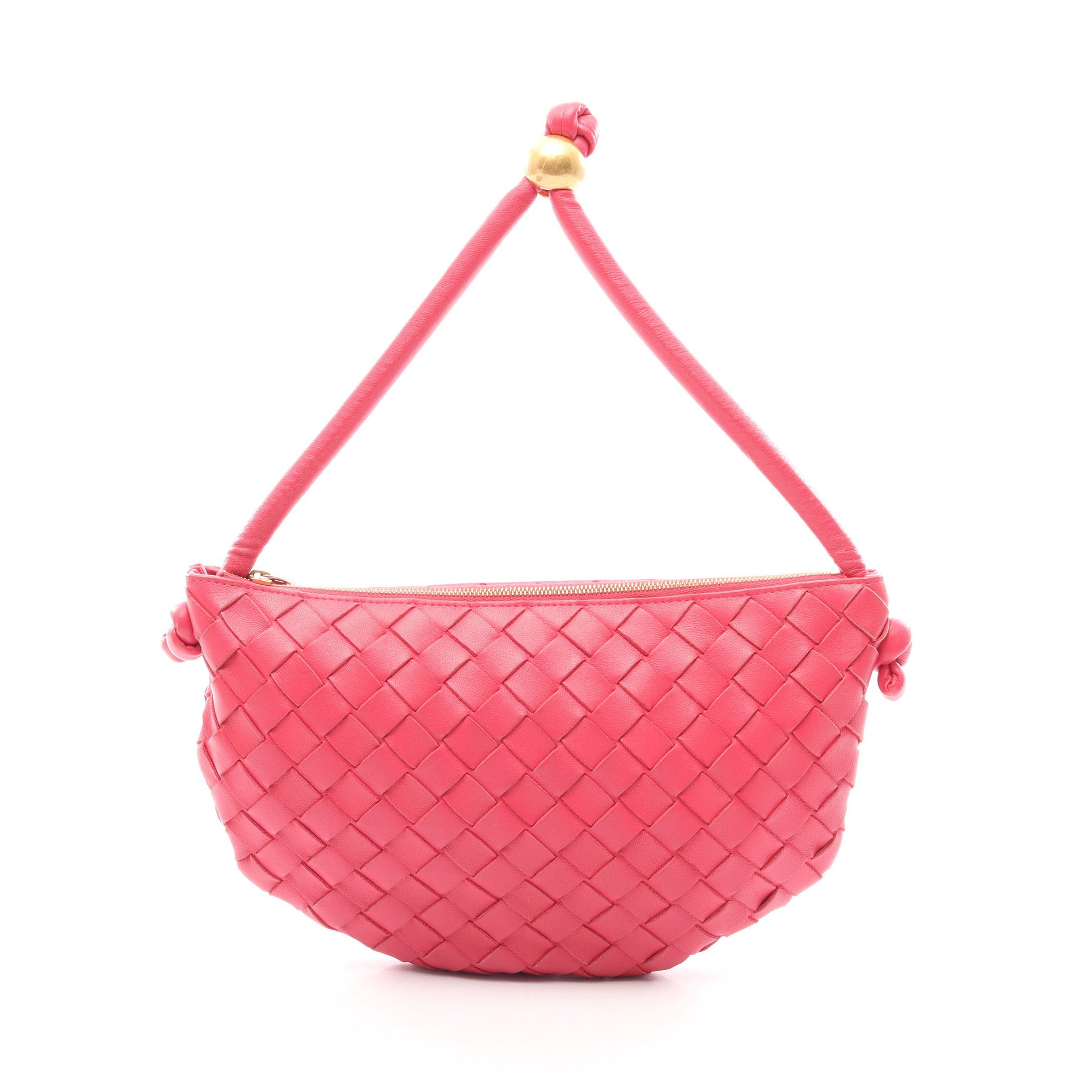 イントレチャート スモール ターンポーチ ハンドバッグ レザー ピンク ボッテガヴェネタ バッグ BOTTEGA VENETA